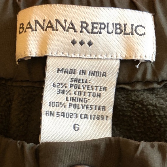 Banana Repub Snow Pants for boots Khaki Green Sz 6 FLEECE LINED - Picture 6 of 8